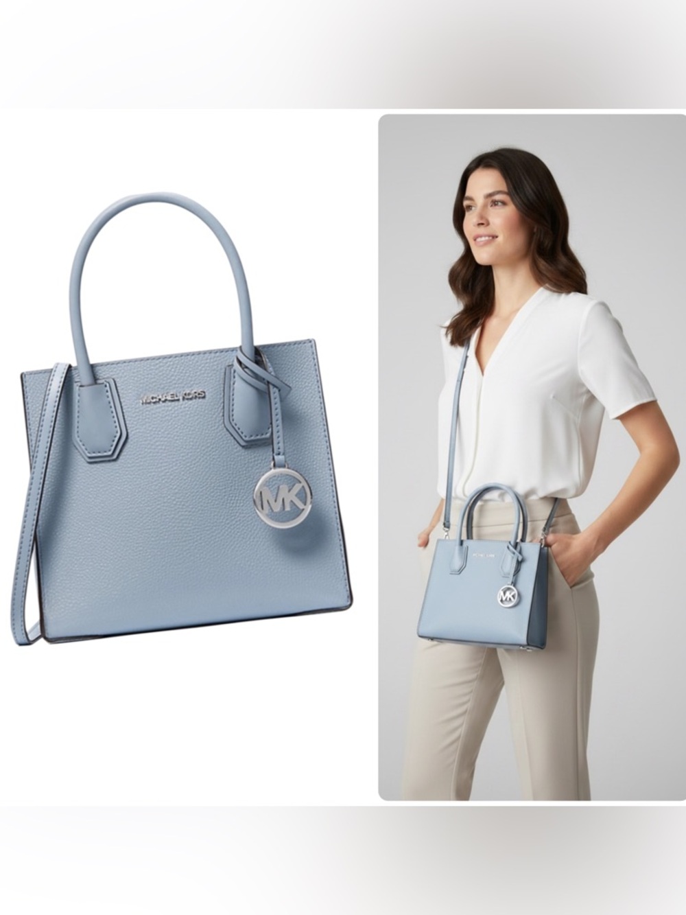 MICHAEL KORS MERCER MEDIUM LEATHER SATCHEL CROSSBODY SHOULDER BAG PURSE $448